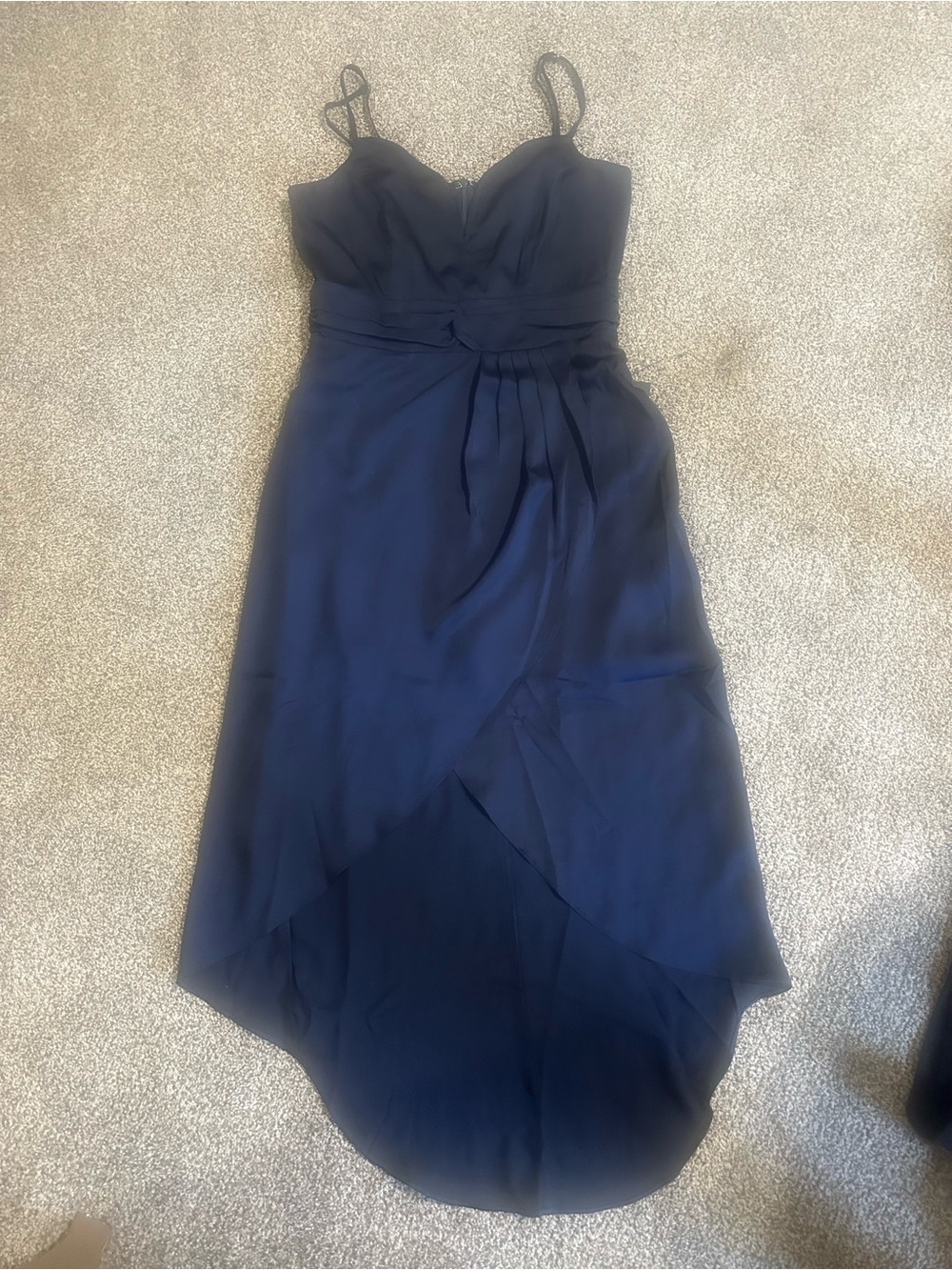 Lulus Navy Spaghetti Strap High-Low Gown